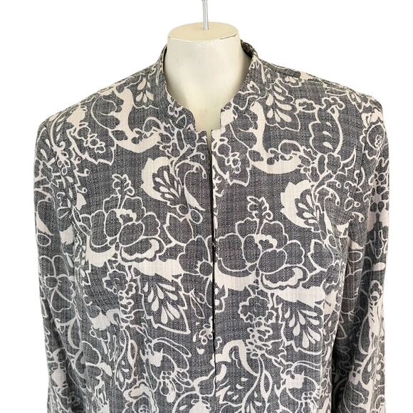 KAREN SCOTT Long Sleeve Floral Blazer Jacket in Blue & White  SZ 2X - Picture 2 of 9